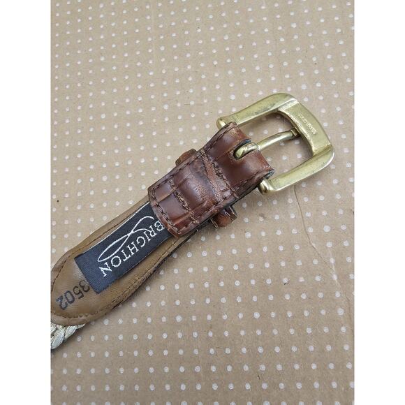 Men's Brighton Braided Stretch Belt with Croco Leather Brown Elastic USA Made 38 - Picture 5 of 11